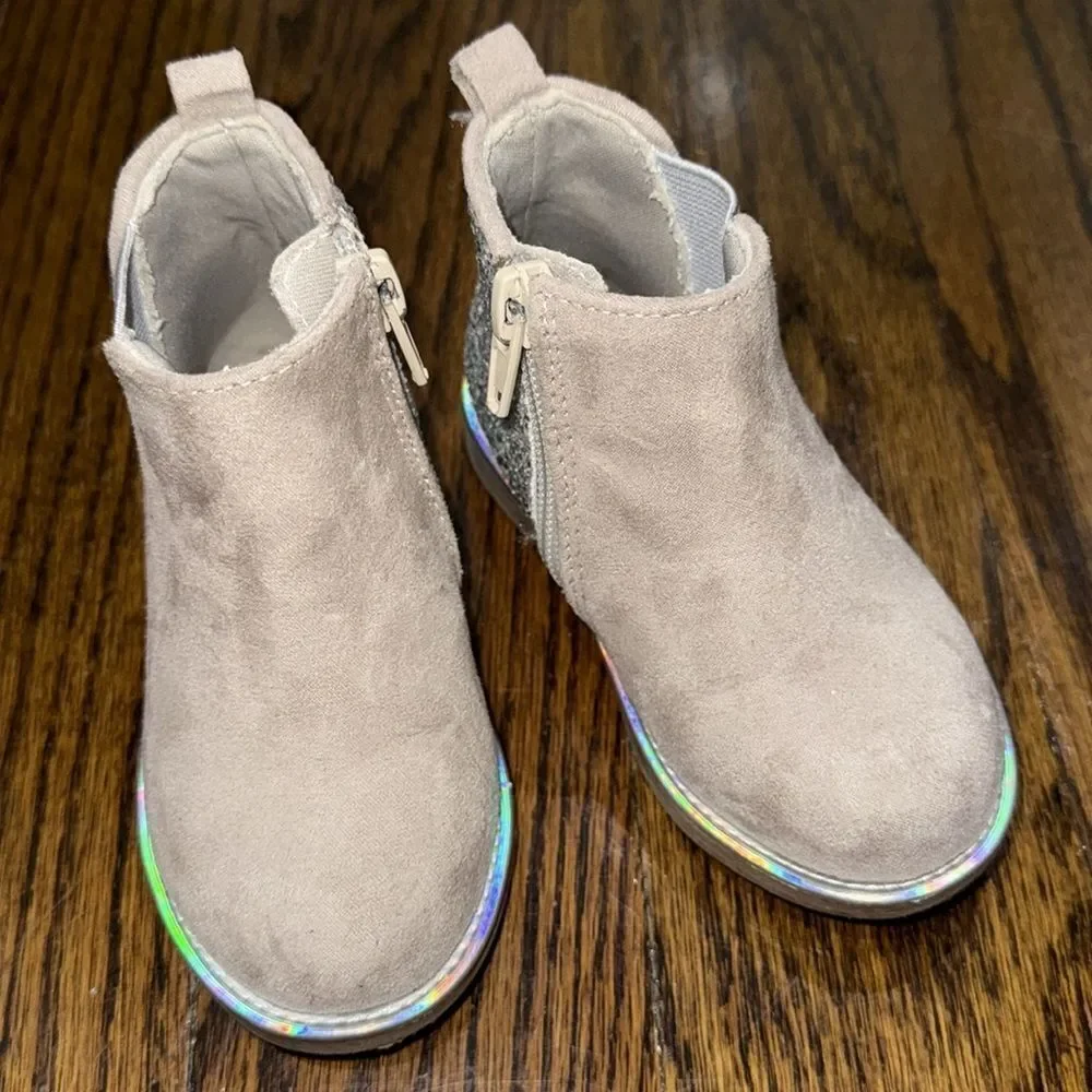 Sparkly Tan Kids Ankle Boots 6